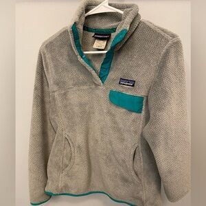 Patagonia Teal and Gray Women's Fleece Pullover